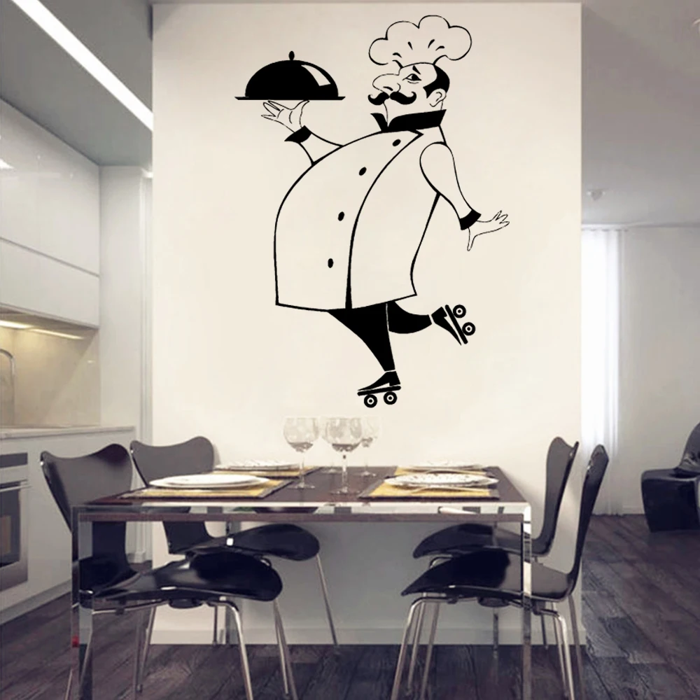 Kitchen Vinyl Wall Art Stickers Chef De Cuisine Removable Wall Decals Vinyl Art Home Decor Mural Accessories