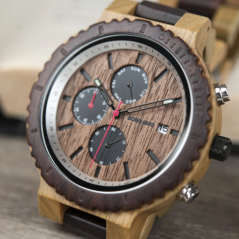 BOBO BIRD Men Watch Elegant Color Wood Watches Stylish and Original Wristwatch relogio masculino Custom Gorgeous Gift C-nR21