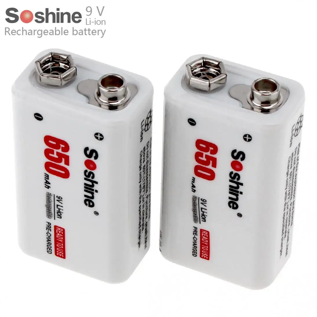 Vente 2 pièces ensemble Soshine 6F22 9V 650mAh Li ion batterie Rechargeable pour Instruments électroniques multimètre + boîte de batterie