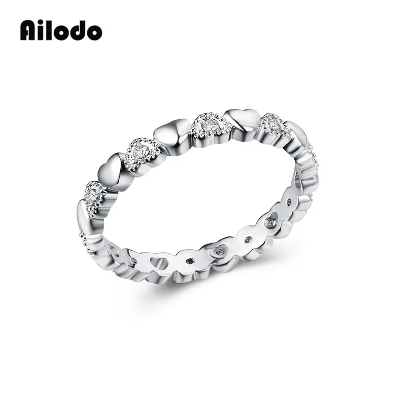 

Ailodo Romantic Heart Crystal Wedding Rings For Women Rose Gold Silver Color Engagement Rins Fashion Jewelry Gift LD066