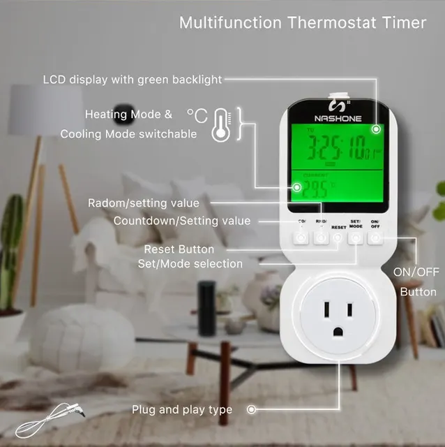 IWILCS Prise Thermostat Chauffage, Prise Minuteur Avec Sonde