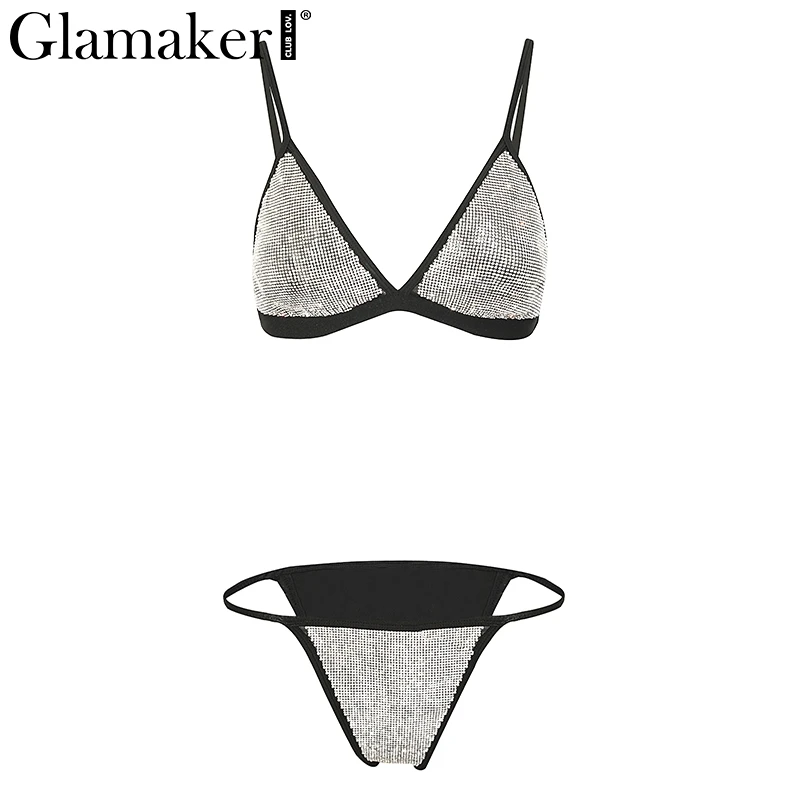 Glamaker роскошь бурения сексуальное боди Женский костюм из двух предметов Летний