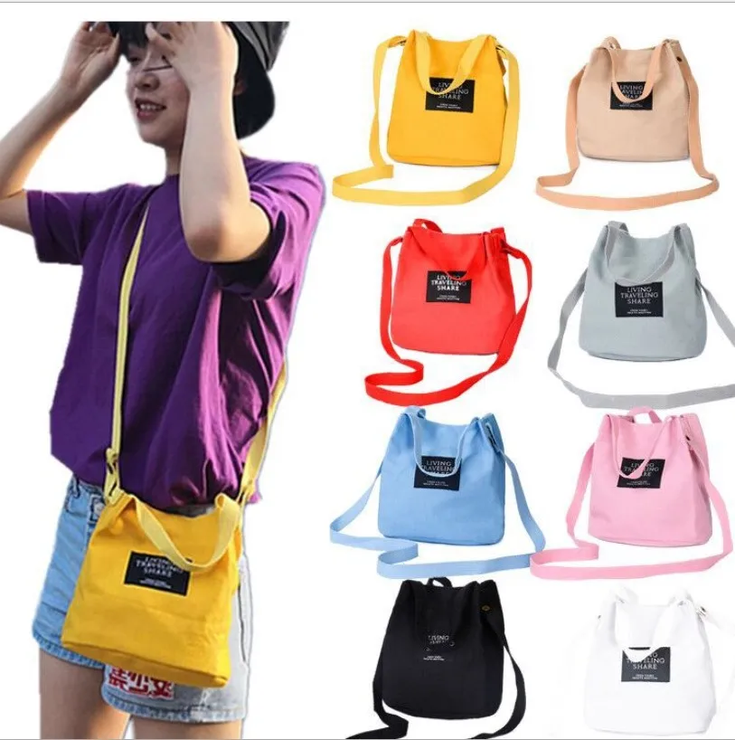 

New Brand Handbag Bucket Bags Ladies Girls Small Canvas Shoulder bag Shopping Bags Button Pockets Mini Size Tote coin Handbag