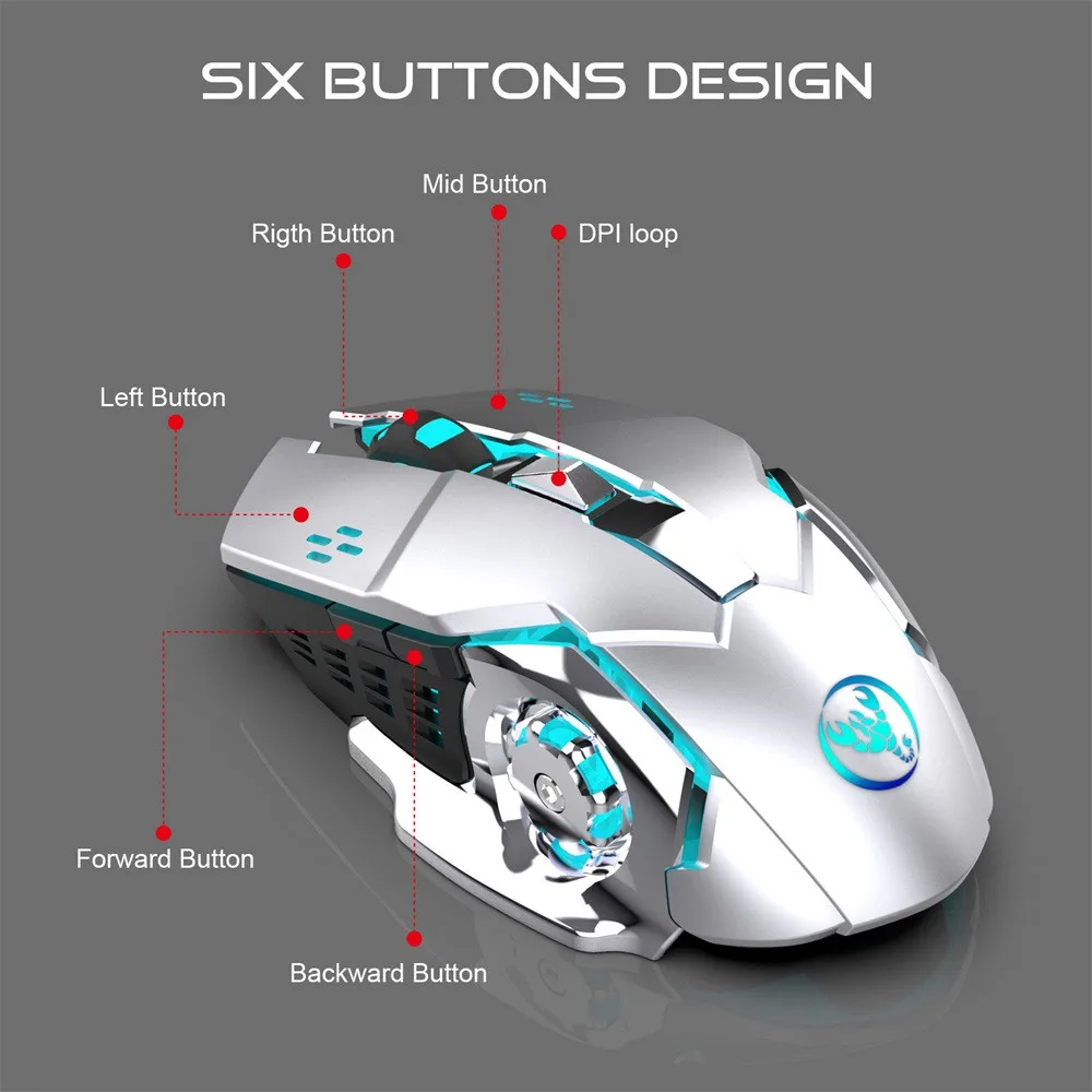 EPULA 2019 Новая мода hxsj M70GY эргономичный беспроводной игровой мышь с 5 пуговицы + USB приемник подсветка компьютер