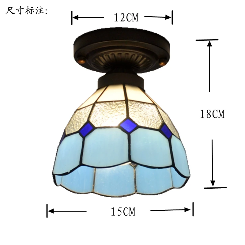 Дешевые потолок Тиффани лампы современные минималистские прохода средиземноморский синий стекло украшены небольшим космосом балкон