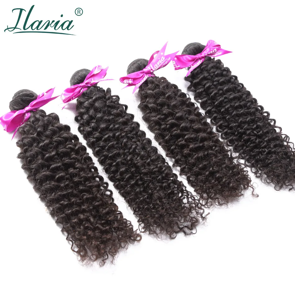 

ILARIA HAIR Peruvian Afro Kinky Curly Hair 4 Bundles 100% Curly Remy Human Hair Weave Bundles Natural Color Hair Extensions