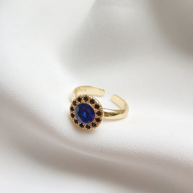Кольца с сапфиром 925 Стерлинговое Серебро Золото Цвет драгоценный камень планета окружает дизайн модные дикие кольца женские личности