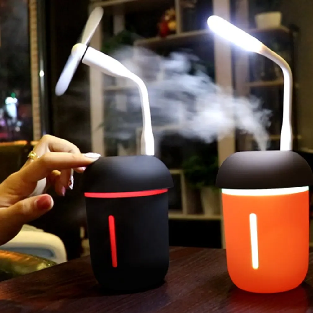 

3 In 1 Mushroom Air Humidifier With Mini Fan Soft Night Light USB Essential Oil Diffuser Car Purifier Aroma Anion Mist Maker