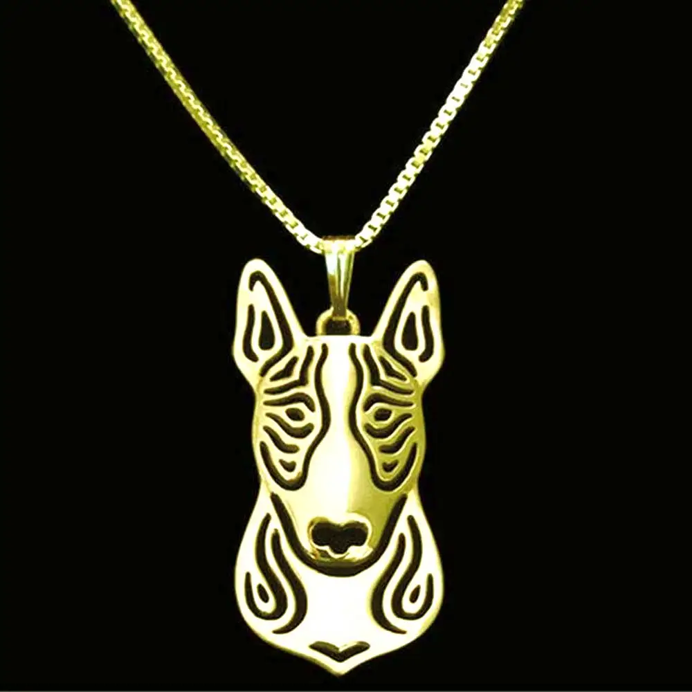 Bull Terrier Necklace Gold Color Dog Pendant Necklaces Animal Charm