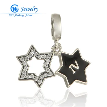 Plata de Ley 925 auténtica pulsera de dos Estrellas Negras, collar de lujo DIY para mujer, joyas de plata joyería a la moda GW S295H20