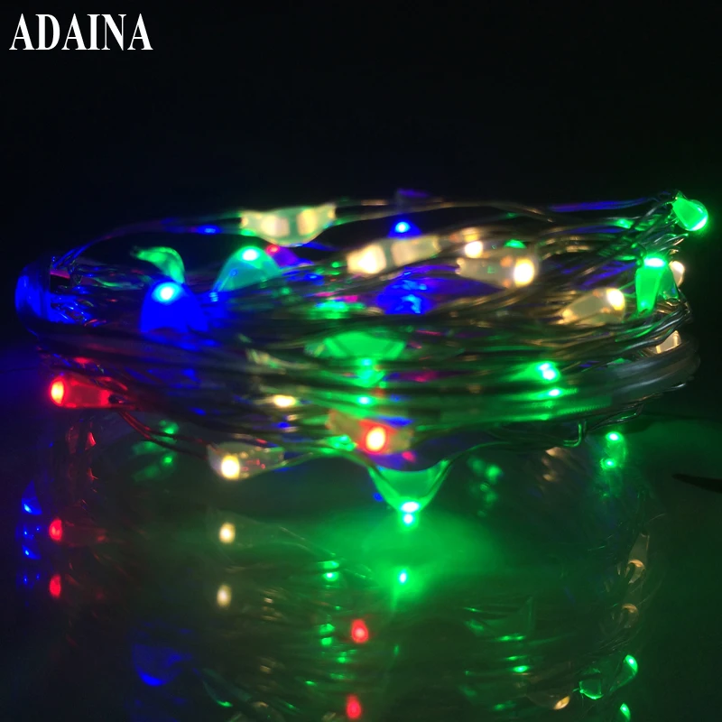 

CR2032 15Ft/5M 50 LEDs Copper Wire Lights Silver String Light For Christmas Lighting LED Garland Strip Home Party Decoration