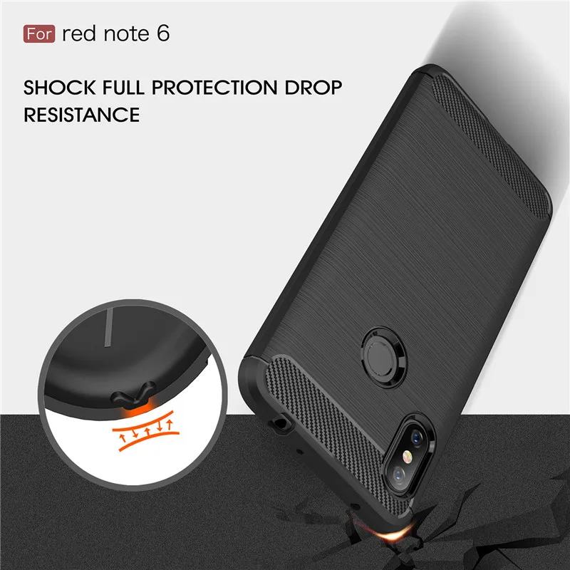 cheap Shockproof Armor Case For Xiaomi Redmi Note 6 pro Luxury TPU Protective Carbon Fiber Soft Back Cover For Redmi Note6 Coque Capa
