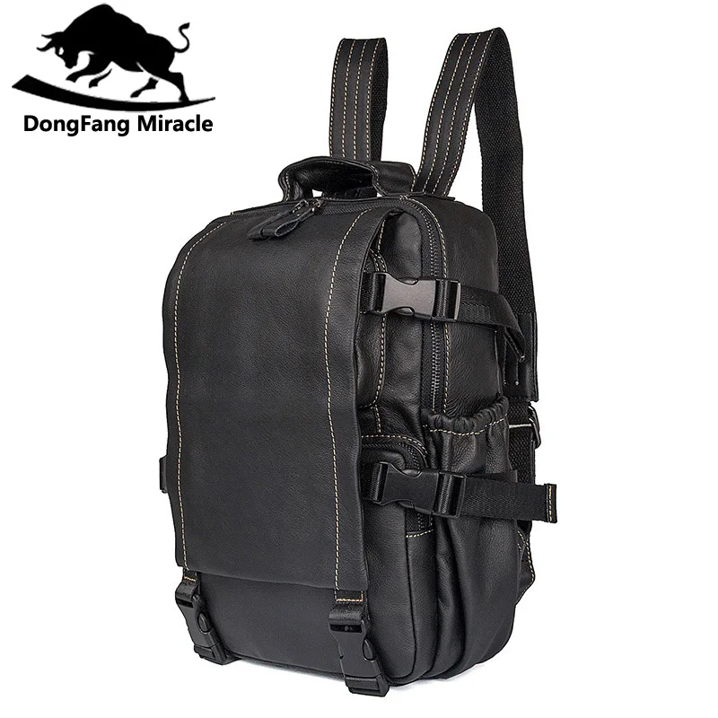 

Man Backpack 100% Genuine Leather Man Bag High Quality Unisex Shoulder Bag Women School Travel Laptop Back Bag