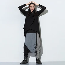 Новинка г. мужская одежда дизайнер личности штаны в национальном стиле промежность личности ноги шаровары певица костюмы