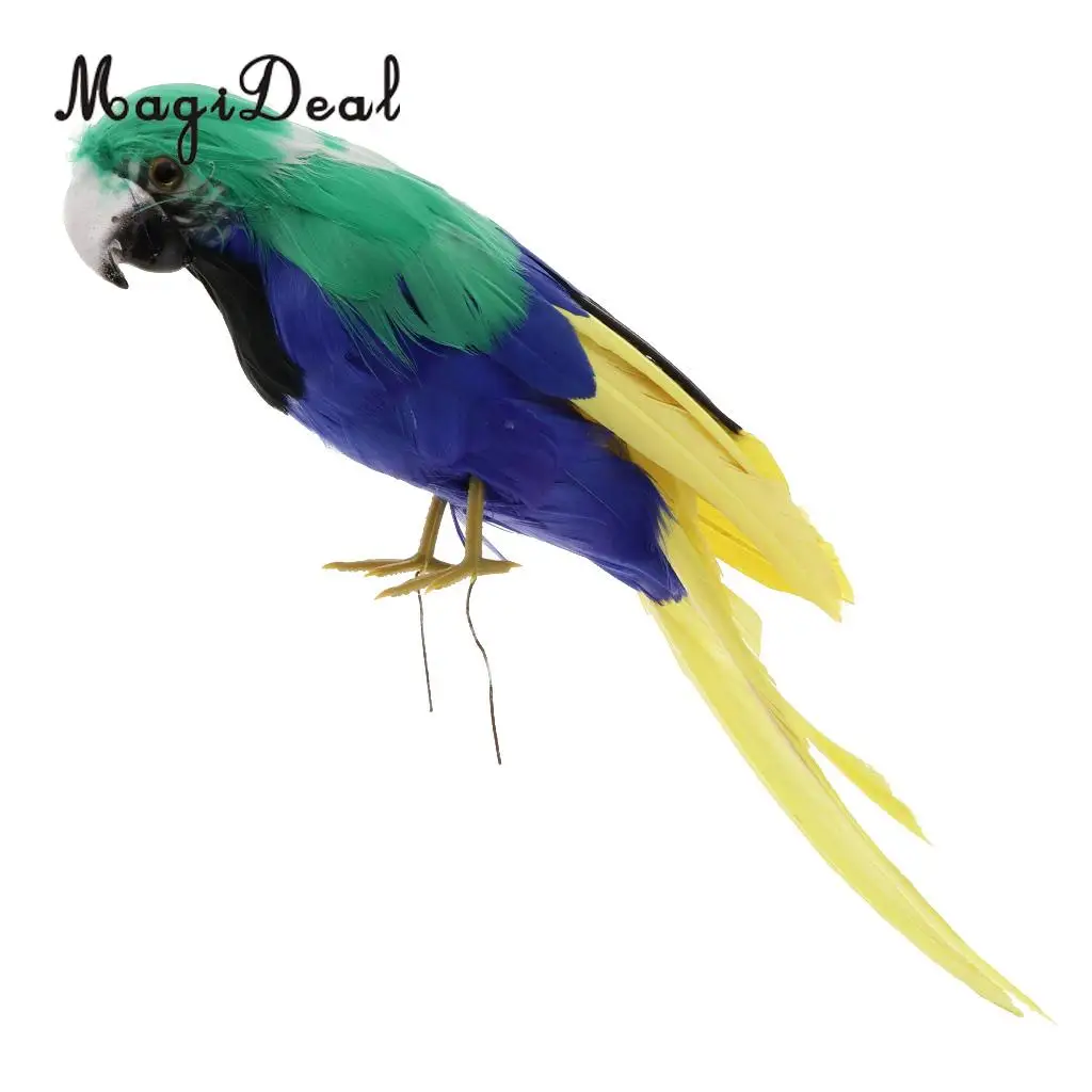 12'' / 30cm Decorative Feather Parrot Model Artificial Bird Statue Macaw Figurine Fancy Dress Props Garden Lwan Tree Decor