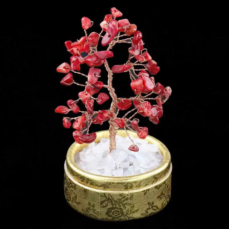 TUMBEELLUWA натуральный аметист цитрин денежное дерево бонсай обрушился Кристалл счастливый фэншуй Исцеление украшения 4 дюйма - Цвет: Coral