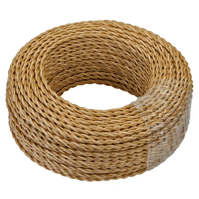 $US $11.59  Light Gold 5/10/20Meters 2 Core Electrical Rope Wire Antique Braided Twisted Fabric Lighting Cable 