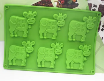 

6 cavity cow shape silicone mooncake mold handmade Chocolate Fondant cake mould Baking mold DIY tools
