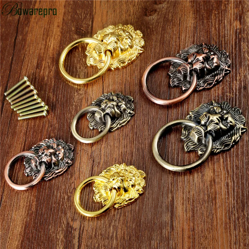 bowarepro Antique Bronze Lion Head Design Drawer Ring Pull Handle Knob Cabinet Pulls Handles Decorative Gift Box 42/50mm 1 PC bowarepro Antique Bronze Lion Head Design Drawer Ring Pull Handle Knob Cabinet Pulls Handles Decorative Gift Box 42/50mm 1 PC