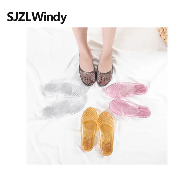 Summer Flat-soled Shoes Crystal Slippers Comfortable Sandals Women's Transparent Shoes