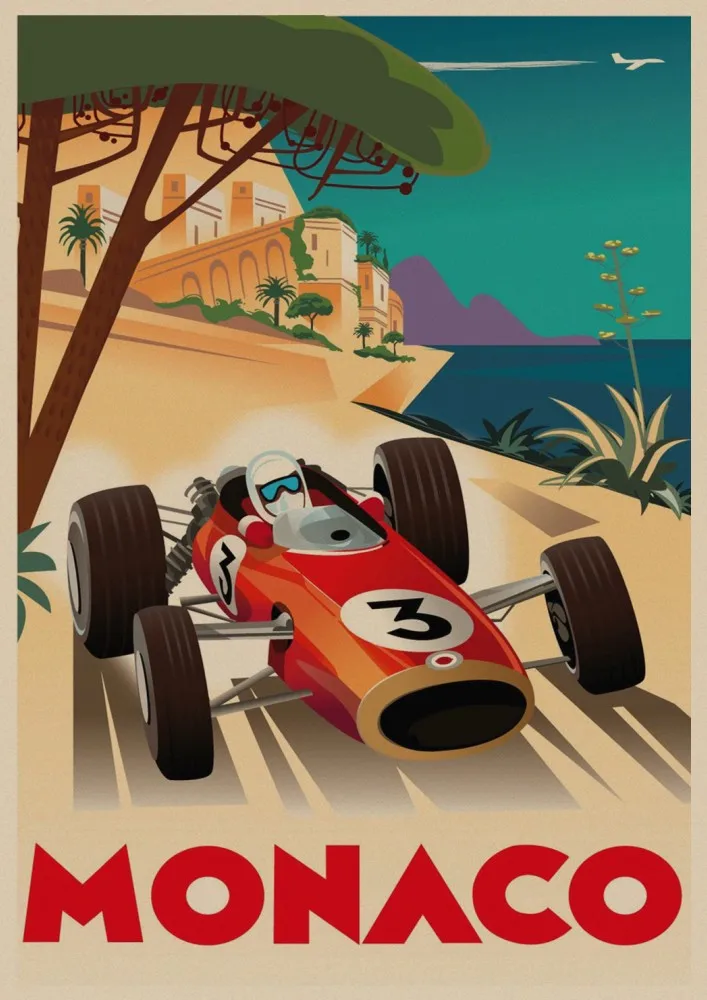 Новинка 1977 Zolder F1 Grand Prix Of Belgium плакат супер гоночный автомобиль ретро автомобиль Monaco дорожные плакаты и принты домашний Декор стены - Цвет: 16