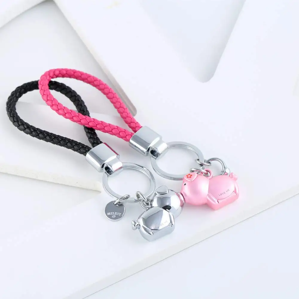 Silver Gold MILESI Sweet Kiss Metal Piggy Couples Keychain Valentine Present