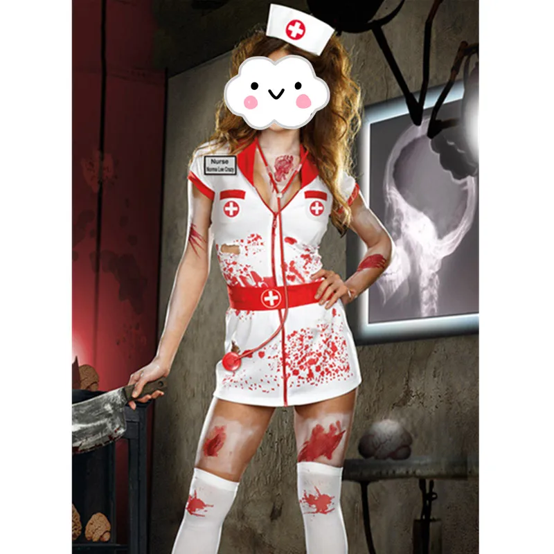 2016LadiesHalloweenZombieBloodyNurseCostumeFancyDressParty