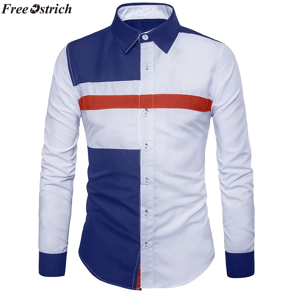 

FREE OSTRICH 2019 Men Fashion Casual Long Sleeved Shifts Mens Long Sleeve Oxford Formal Casual Suits Slim Fit Tee Shirts Blouse