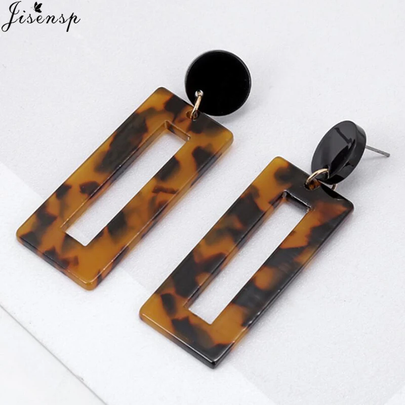 

Jisensp Drop Earrings Bohemian Retro Leopard Dangle Earrings Acrylic Earrings oorbellen Long Brinco Women Charm Fringe Earings