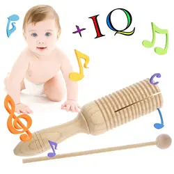 Один деревянный АГОГО guiro тон блок перкуссия с ударные музыкальная игрушка подарок для детей W15