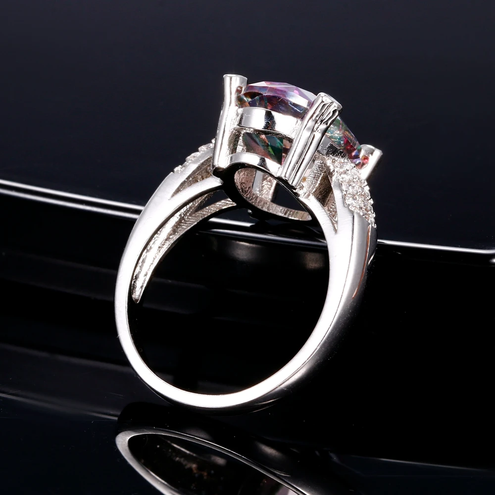 Новая мода красочные драгоценные камни кольца горячая распродажа стерлингового серебра 925 ювелирные изделия кольцо для женщин топаз обручальные кольца Размер 6 7 8 9 10