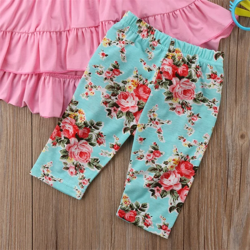 3 шт./комплект блузка с коротким рукавом и брюки оборками|kids short|ruffle pantsgirls clothes |