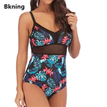 Bkning размера плюс купальный костюм женский большой размер s купальный костюм сетчатый 1 цельный купальный костюм с принтом пальмовых листьев купальный костюм без бретелек 4XL 5XL