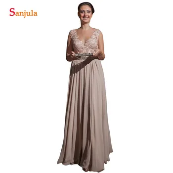 

Robe Demoiselle D'honneur Long Chiffon Dress For Bridesmaid Lace Top V-neck Wedding Guest Dresses Elegant kleider damen 2020