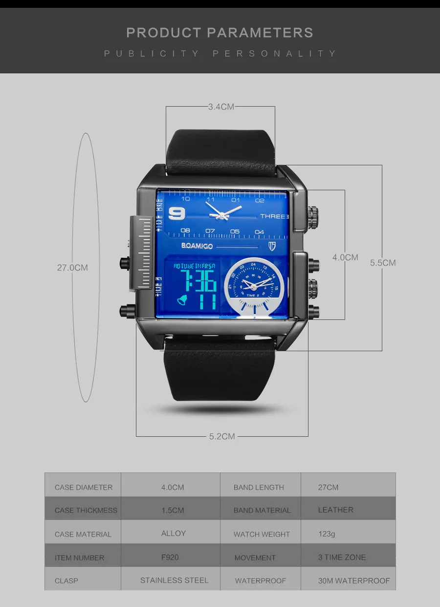 BOAMIGO, кварцевые мужские часы с хронографом, водонепроницаемые, 3 часовых пояса, модные кожаные Наручные часы, спортивные наручные часы erkek kol saati