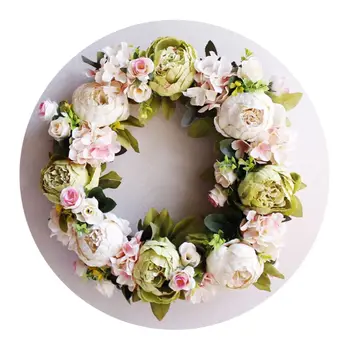 

Peony simulated garland Rattan ring decoration Photography props Wedding wreath Flower home door Decoration