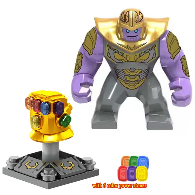 

50pcs Super Hero Thanos Infinity Gauntlet with 6 gemstones Marvel Avengers 4 Endgame Hulk Figure building block for children toy