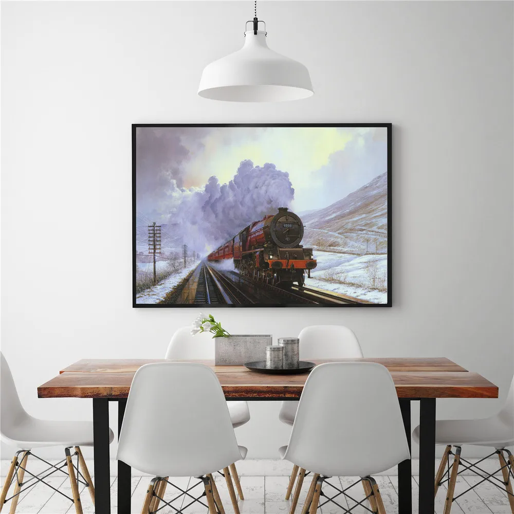 

Canvas Pictures for Living Room Running Train Winter Decoration Wall Paintings on Canvas Art Posters and Prints
