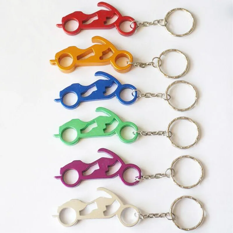 

12Pcs Aluminum alloy Motor Cycle Bottle Cap Opener Metal Fashionable Keychain- Free Shipping