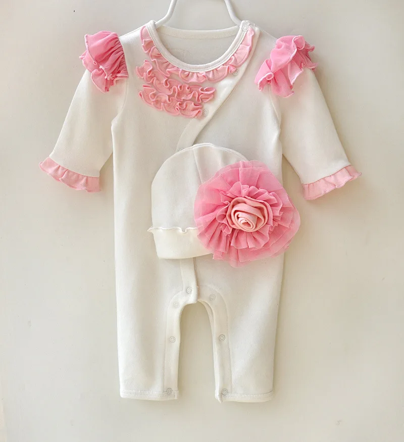 Хлопковый комбинезон для новорожденных девочек; кружевной комбинезон для маленьких девочек; тонкий трикотажный комбинезон для сна; Всесезонная Одежда для младенцев; подарок для ребенка 3 месяца - Цвет: white k