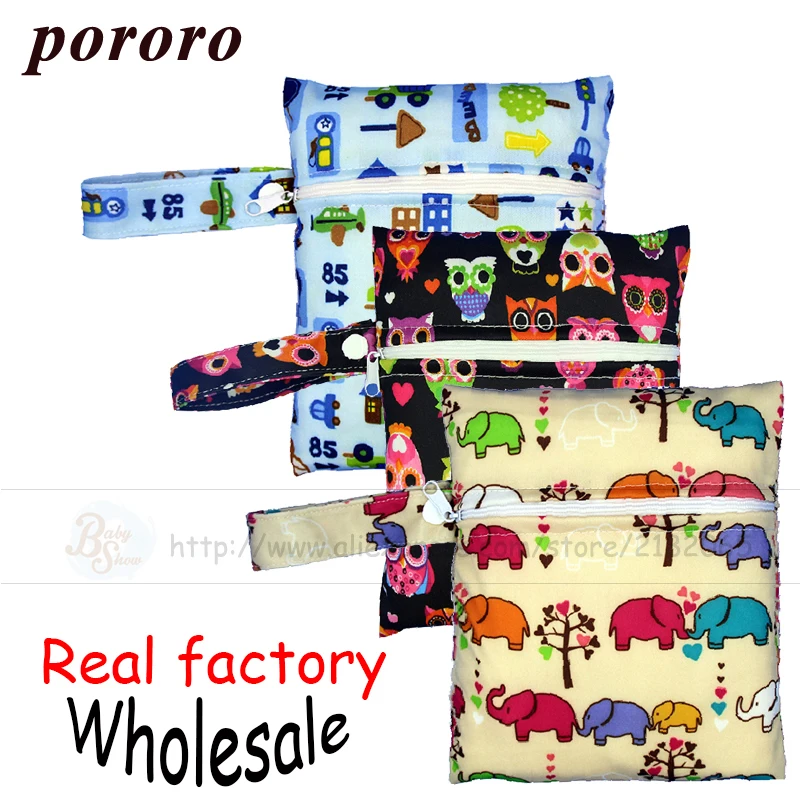 

Wholesale Real Factory Cheap Price 50Pcs/Bag Reusable PUL Waterproof Bolso Bebe Prin Wet Bag 16*20cm Mini Diaper Nappy Wet Bag