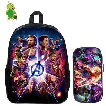 

2019 Avengers Endgame Superhero Backpack Cosmetic Box 2 Pcs/set Kids School Bags Pencil Case Women Men Mochila Travel Backpack