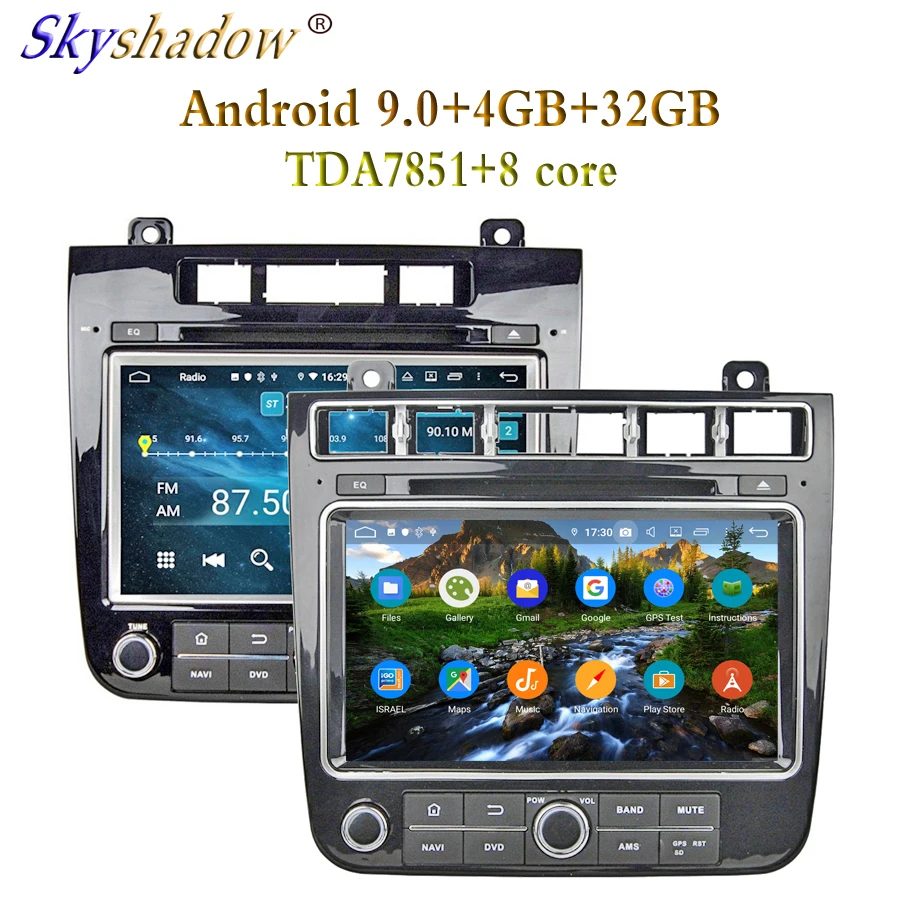 Discount 2DIN HD Android 9.0 Eight Core 4GB RAM For VW TOUAREG 2010-2015 2016 Car DVD Player Wifi RDS RADIO GPS map TV DVR camera OBD2 3