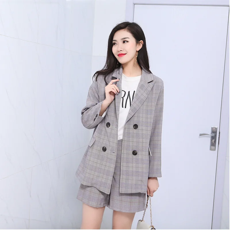 

Micro fat mm summer suit 2018 Korean new large size women fat sister shorts Plaid suit tide