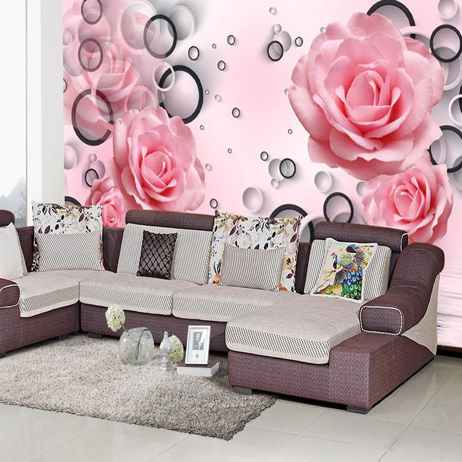 Online kopen wholesale roze roos behang uit china roze roos behang ...