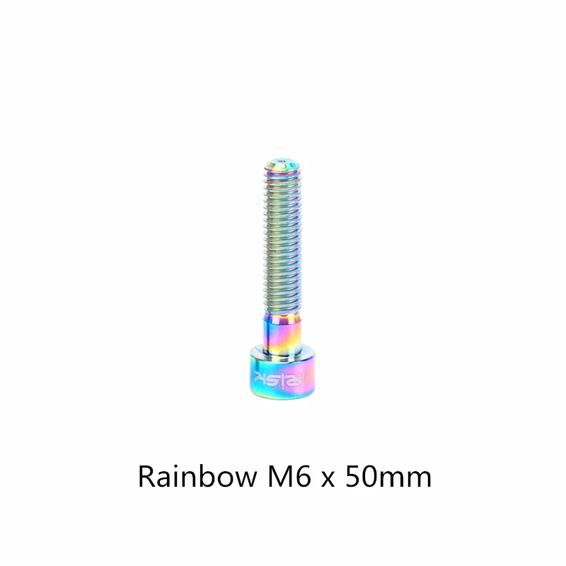 1 шт. M6 x 30/35/40/50 мм болты из титанового сплава велосипед болт для гарнитуры MTB велосипедный вынос руля Топ Кепки болт - Цвет: Rainbow 50mm