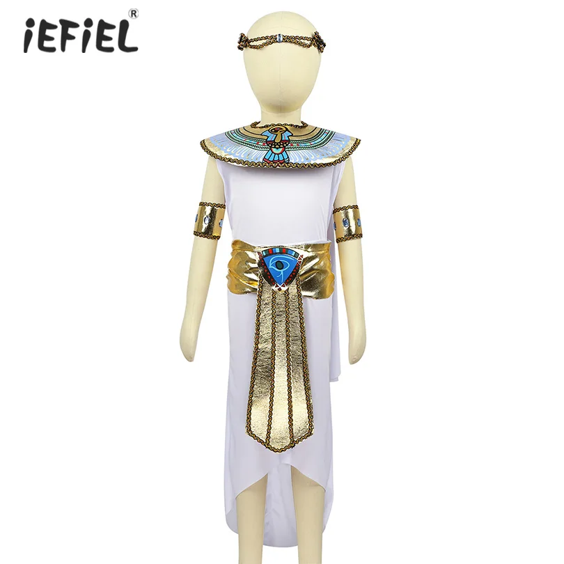 Детский костюм египетская принцесса для девочек, Костюмы для ролевых игр, Маскарадные костюмы, платье без рукавов с высоким низом, вечерние платья на Хэллоуин