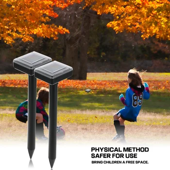 

2pcs Mole Repellent Solar Powered Ultrasonic Sonic Mouse Pest Rodent Repeller Yard LED Light Lamp Yard Garden Insect Pest Rodent