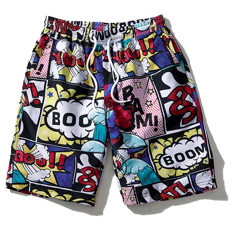 

2019 Summer Men's Shorts Men Cotton Knee Length Print Shorts Mid Waist Casual Men Shorts Drawstring Masculina Male Clothing D40