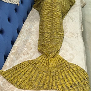 Одеяло «хвост русалки» ручной работы, трикотажное одеяло «Русалочка», мягкое вязаное крючком одеяло для домашнего дивана, спальный мешок для детей и взрослых, рождественские подарки - Цвет: 1